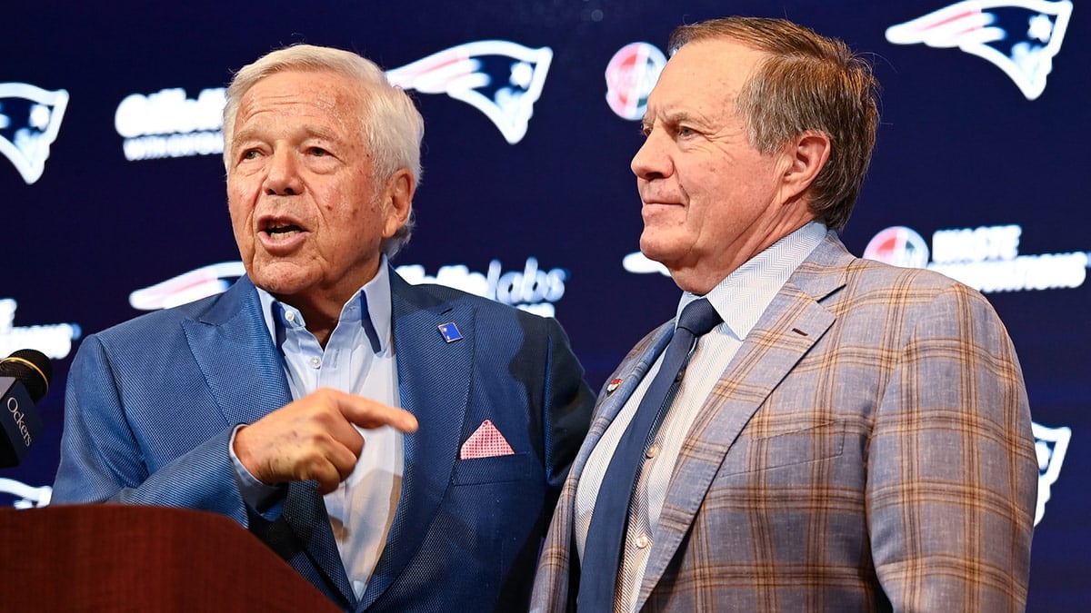 New England Patriots owner Robert Kraft and former NFL head coach Bill Belichick
