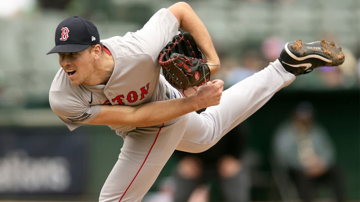 Boston Red Sox starting pitcher Nick Pivetta (37) delivers a pitch against the Oakland Athletics during the second inning at Oakland-Alameda County Coliseum.