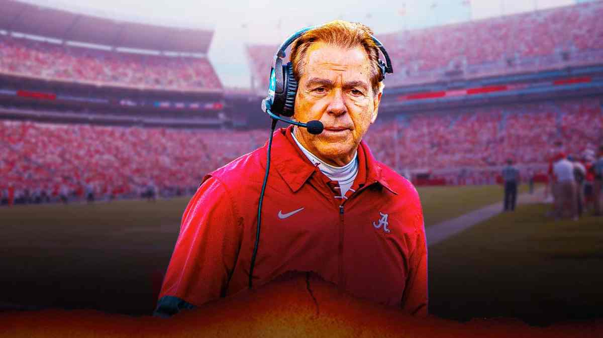 Nick Saban, Alabama football, Crimson Tide, Kalen DeBoer, Nick Saban Alabama, Nick Saban with Alabama football stadium in the background