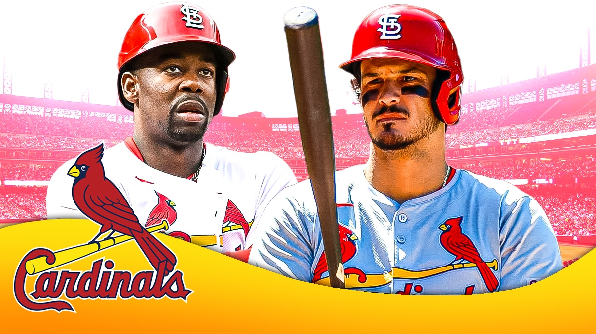 Cardinals' Jordan Walker stands next to Nolan Arenado