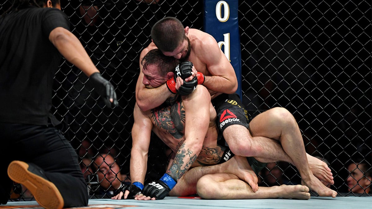 UFC 229: Nurmagomedov vs. McGregor. Khabib Nurmagomedov choking out Conor McGregor