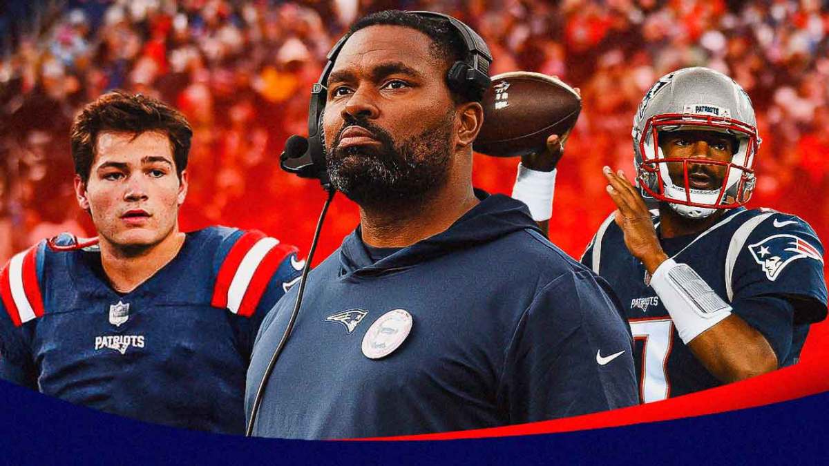 Patriots Jerod Mayo with former North Carolina star and NFL Draft pick Drake Maye and Jacoby Brissett