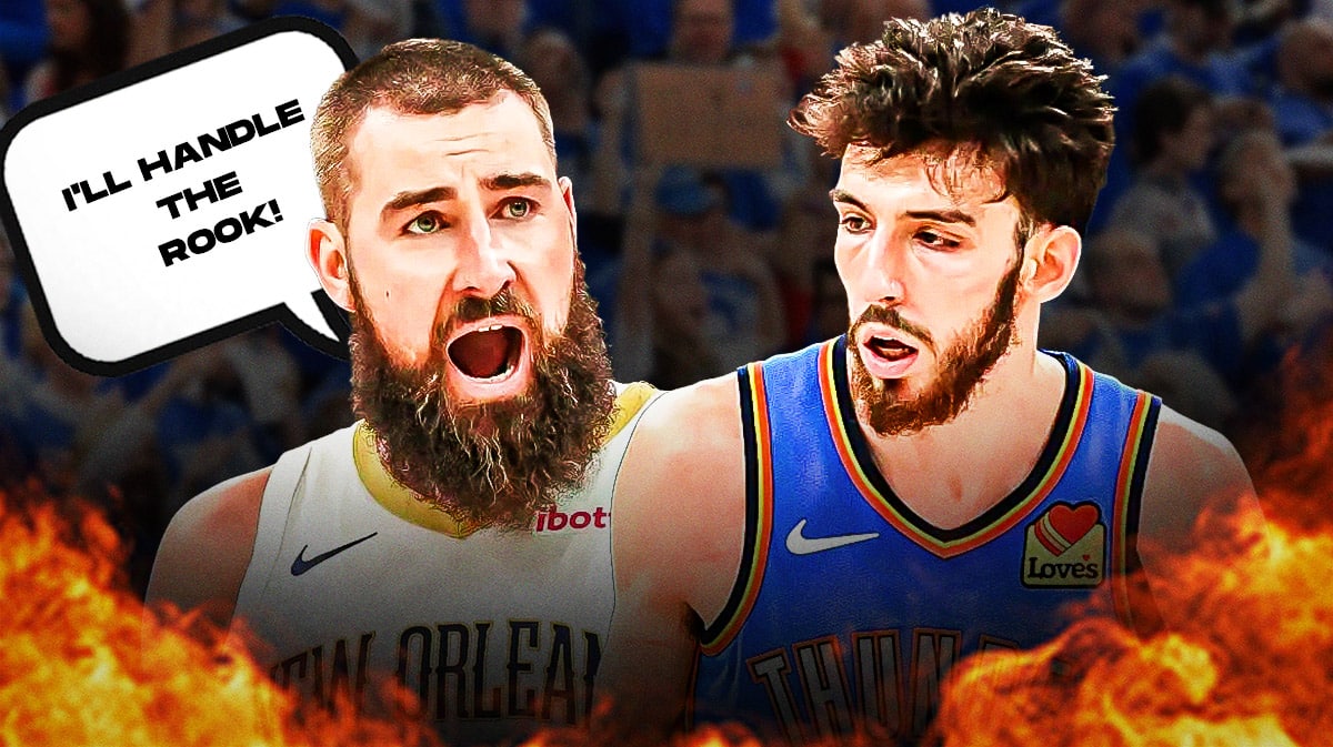 Jonas Valanciunas saying "I'll handle the Rook!" while looking at Chet Holmgren