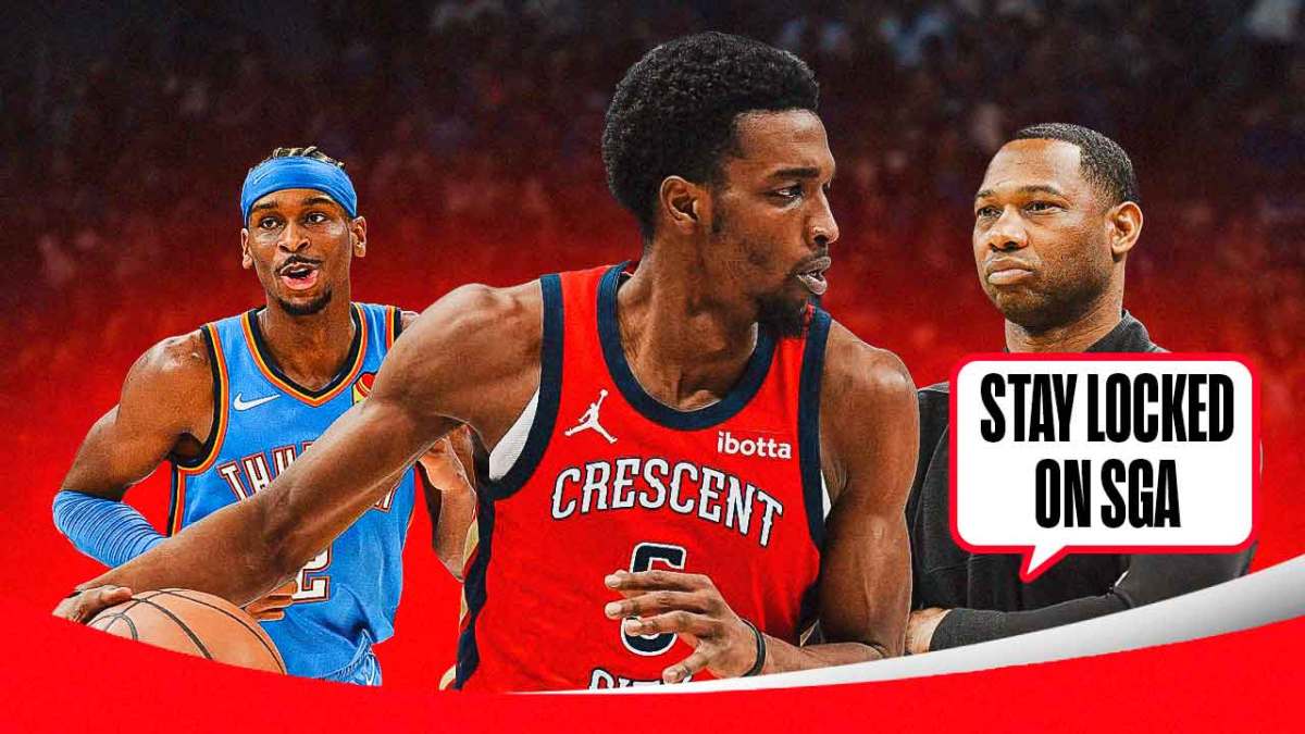 Pelicans' Herb Jones and Willie Green with Thunder's Shai Gilgeous-Alexander