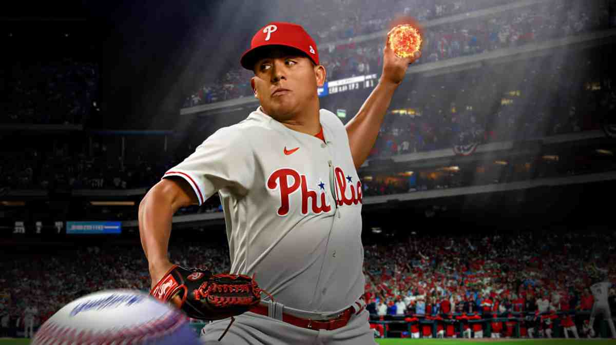 Ranger Suarez (Phillies) throwing a ball that is on fire