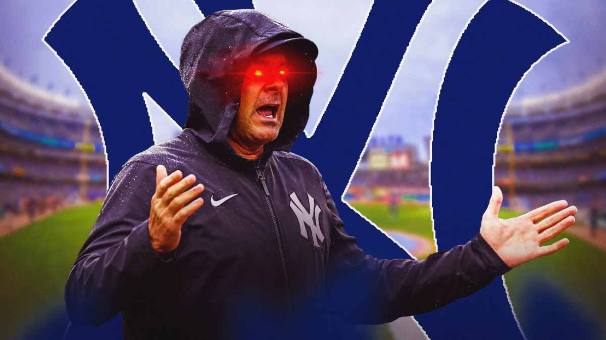 Yankees manager Aaron Boone with lasers in his eyes