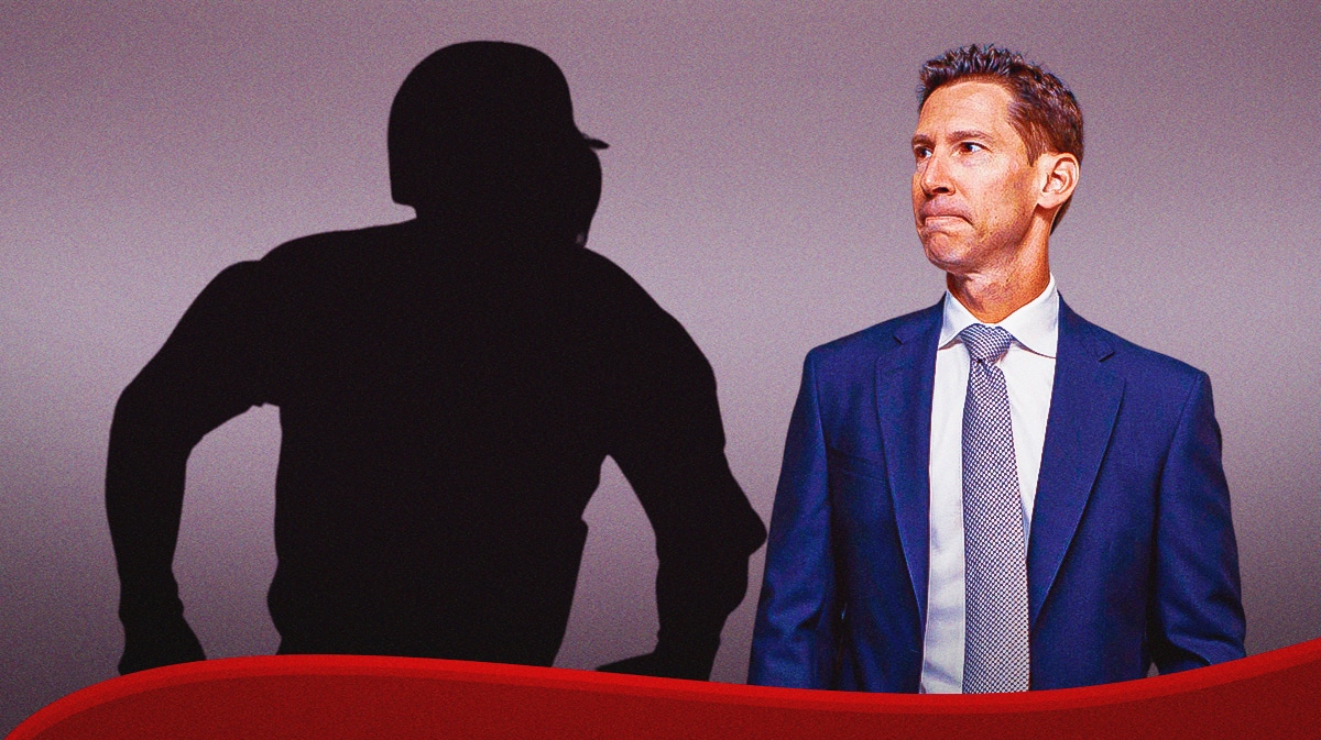 Ceddanne Rafaela as a silhouette. Craig Breslow next to him