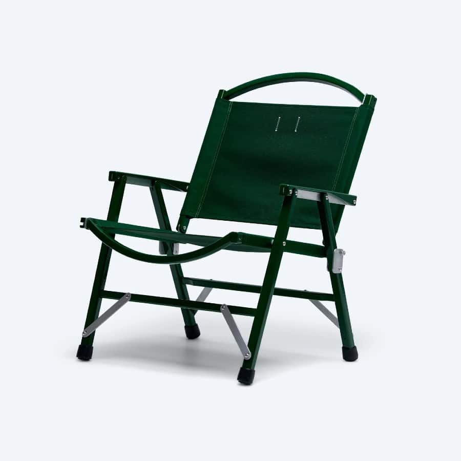 Reigning Champ Augusta Kermit Chair - Lawn Green colored on a light gray background.