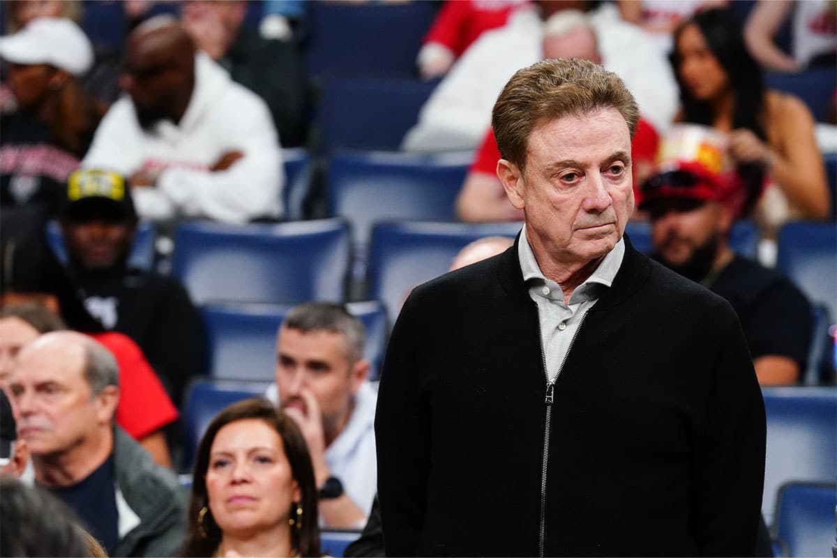 St. John’s men’s basketball coach Rick Pitino looks on from the crowd in support of his son, New Mexico Lobos head coach Richard Pitino, during the first half against the Clemson Tigers in the NCAA Tournament First Round at FedExForum. 