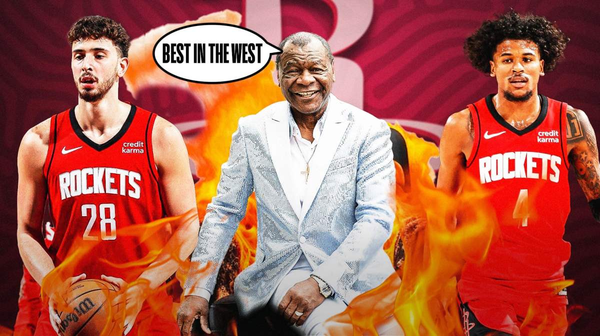Rockets' Alperen Sengun and Jalen Green with Calvin Murphy