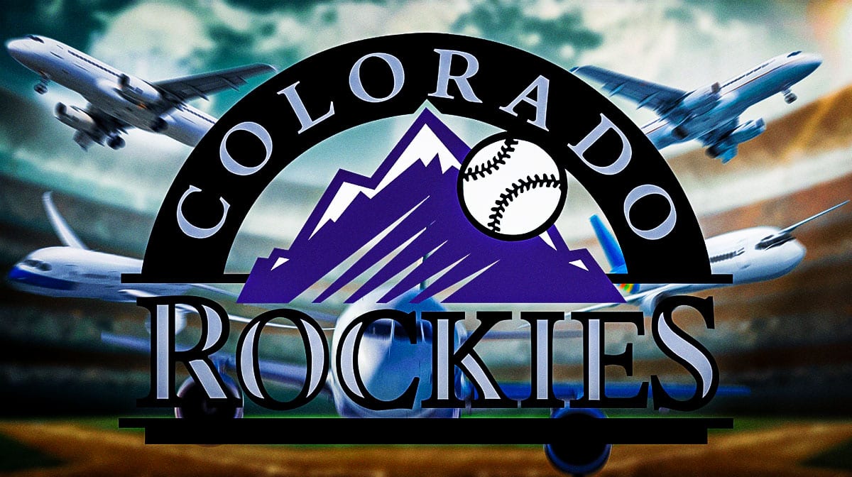 Colorado Rockies logo with planes in the background