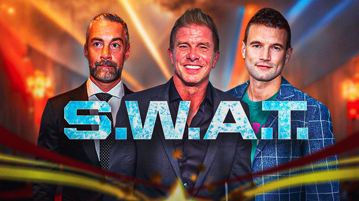 Jay Harrington, Kenny Johnson, Alex Russell with SWAT logo.