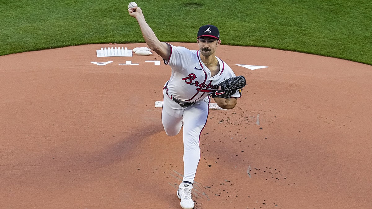 Atlanta Braves pitcher Spencer Strider (99) pitches against the Arizona Diamondbacks during the first inning at Truist Park.