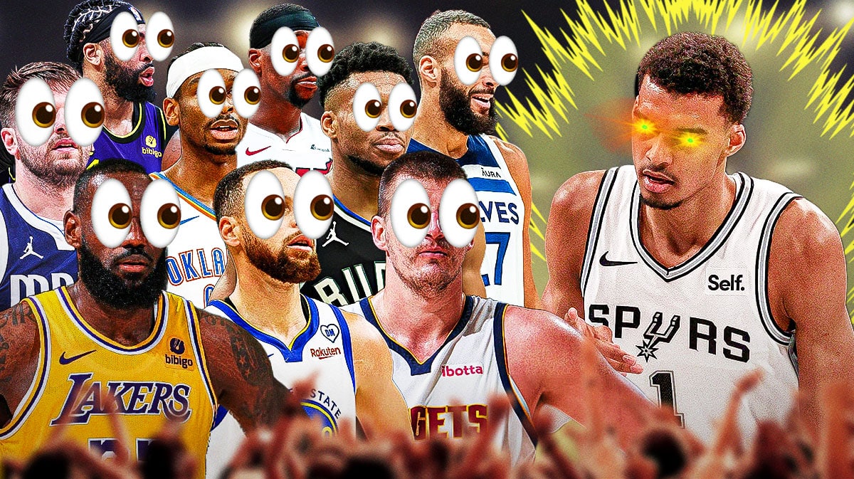 Spurs' Victor Wembanyama going Super Saiyan with NBA superstars looking at him with big eyes