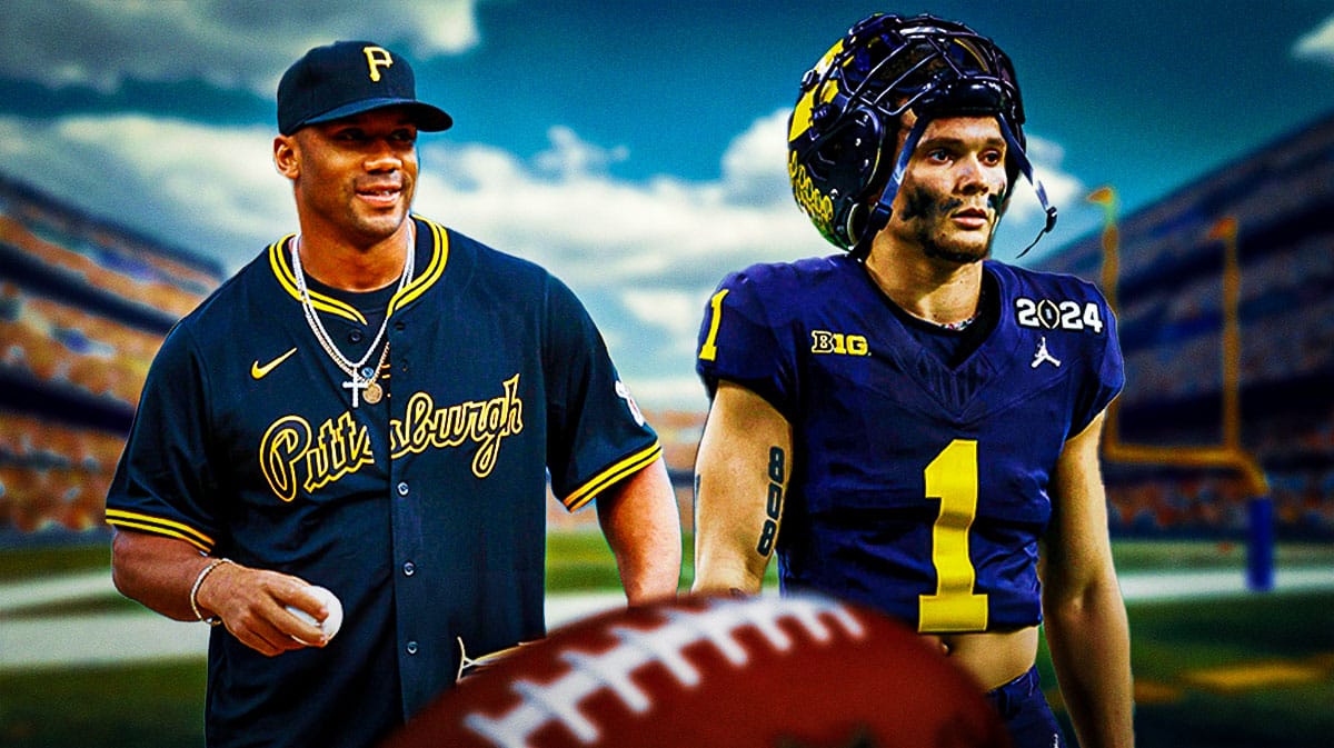 Pittsburgh Steeler Russell Wilson on left, with Michigan's Roman Wilson on the right.