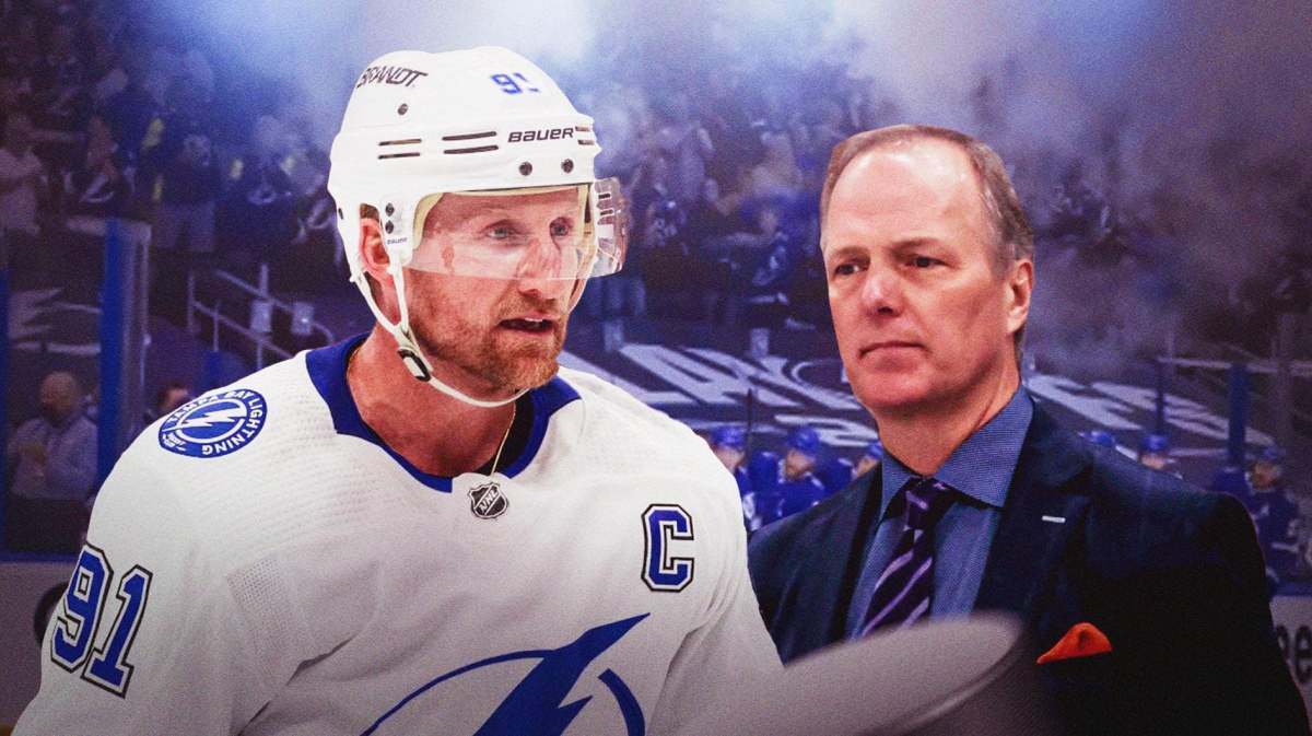 Lightning star Steven Stamkos with his future being discussed by Jon Cooper in the Stanley Cup Playoffs.