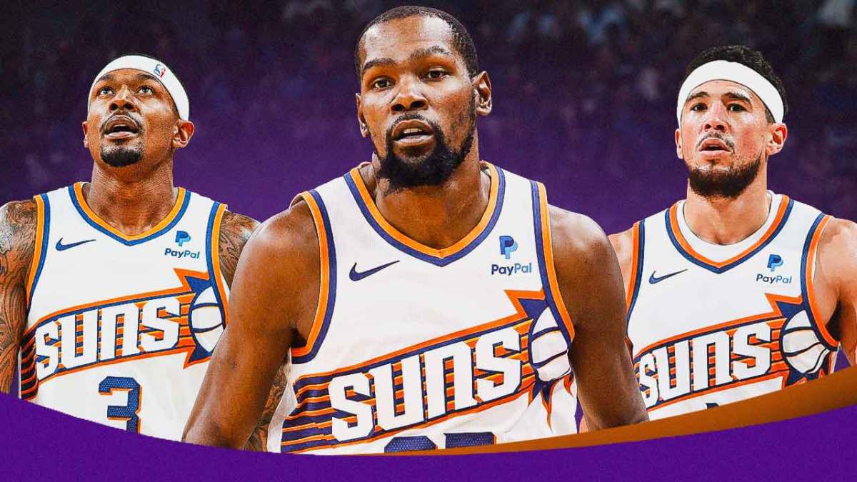 Suns' Kevin Durant, Bradley Beal, and Devin Booker all looking frustrated