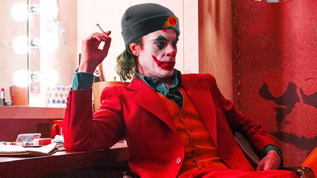 Joker wearing a beanie with Suns logo
