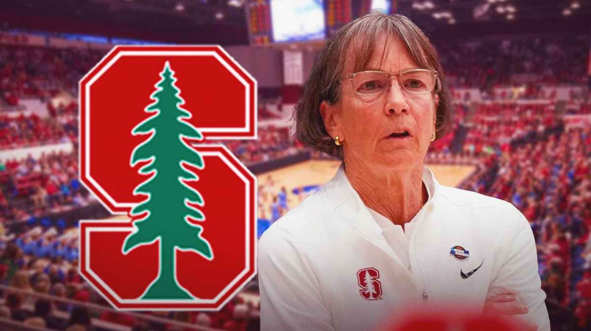 Tara Van Derveer, Stanford logo next to her