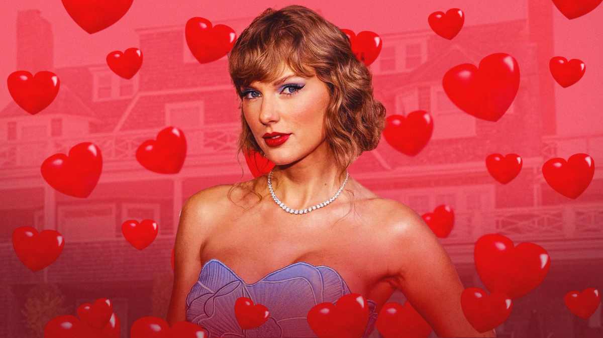 Taylor Swift with hearts around her