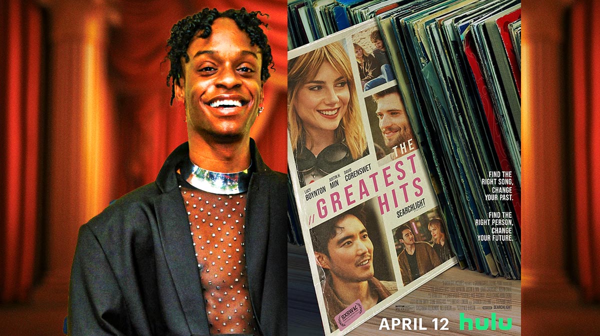 Austin Crute with The Greatest Hits poster.