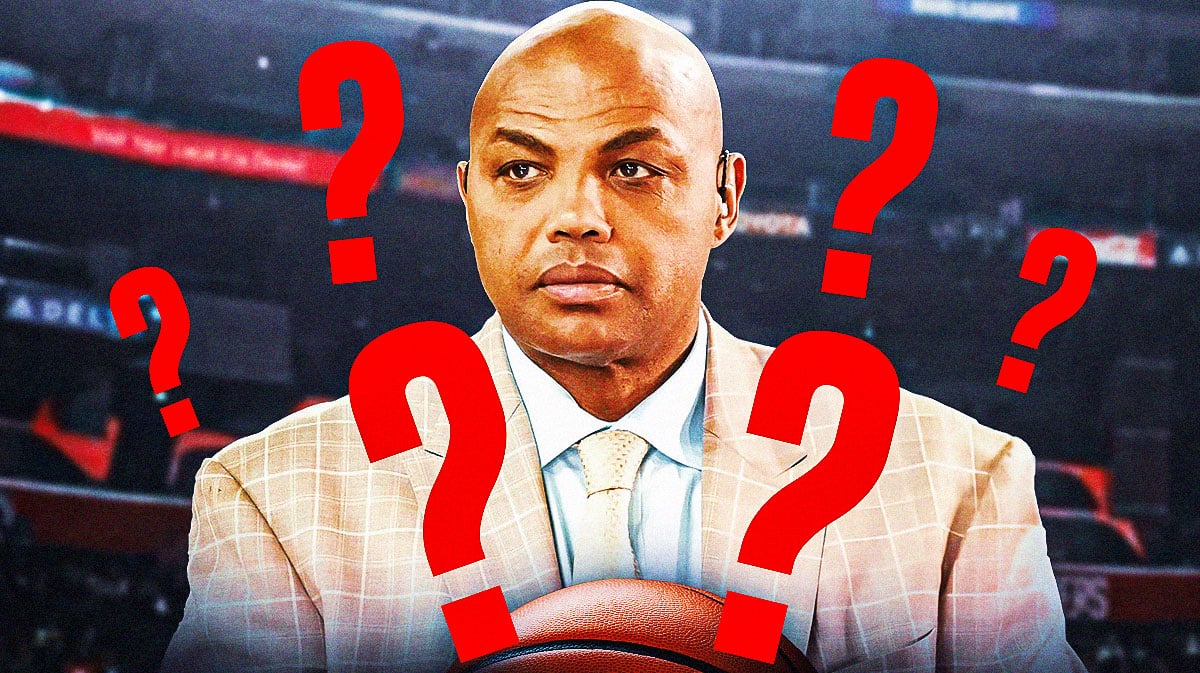 Charles Barkley with a bunch of question marks around him. Charles Barkley drunk game