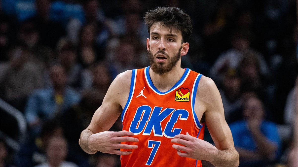 Oklahoma City Thunder forward Chet Holmgren (7) in the second half against the Indiana Pacers at Gainbridge Fieldhouse.