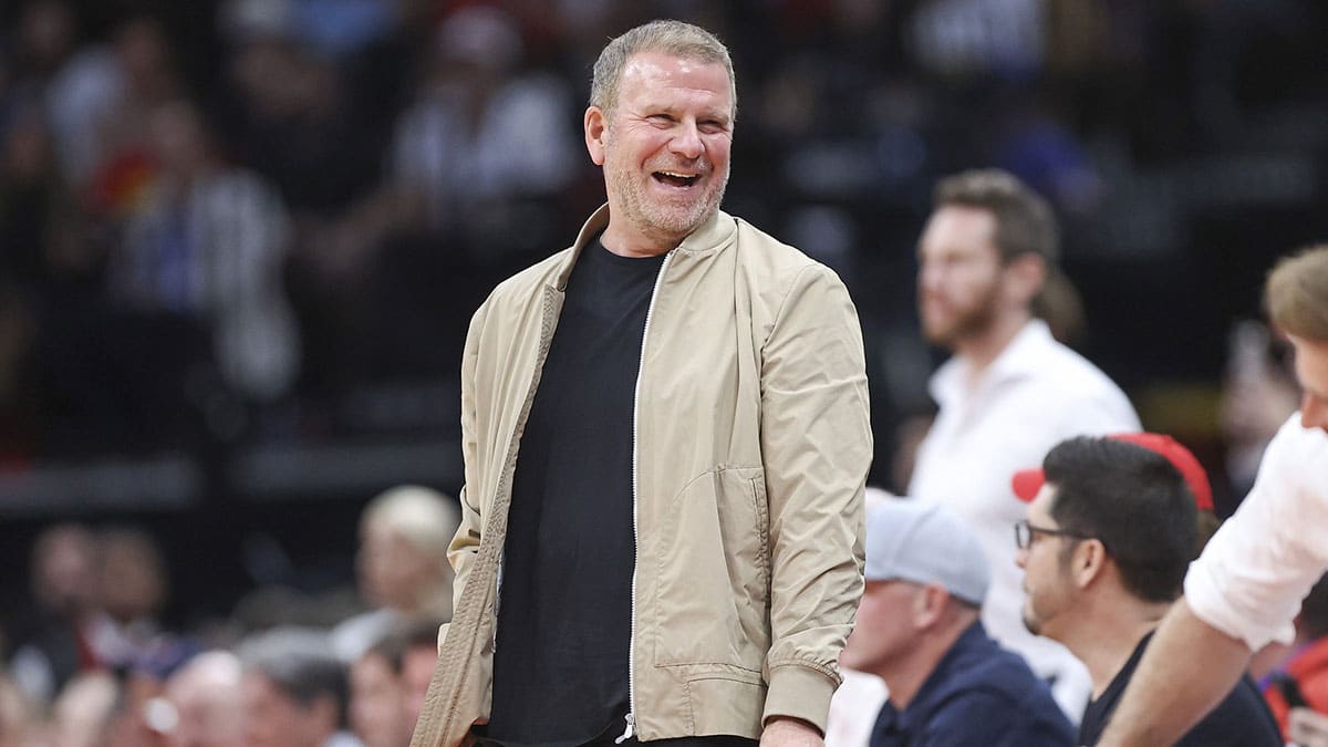 Houston Rockets owner Tilman Fertitta smiles during the third quarter against the San Antonio Spurs at Toyota Center.