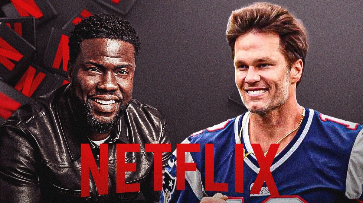 Tom Brady, Kevin Hart and Netflix logo