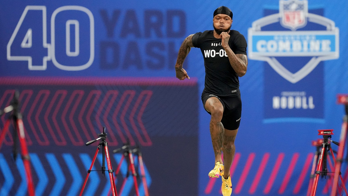 Troy Franklin running at the scouting combine