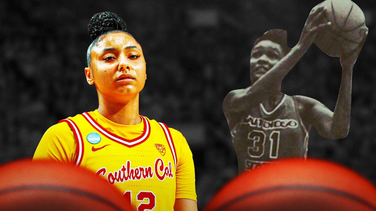 USC’s JuJu Watkins looking serious, with Tina Hutchinson beside her (1983 version)
