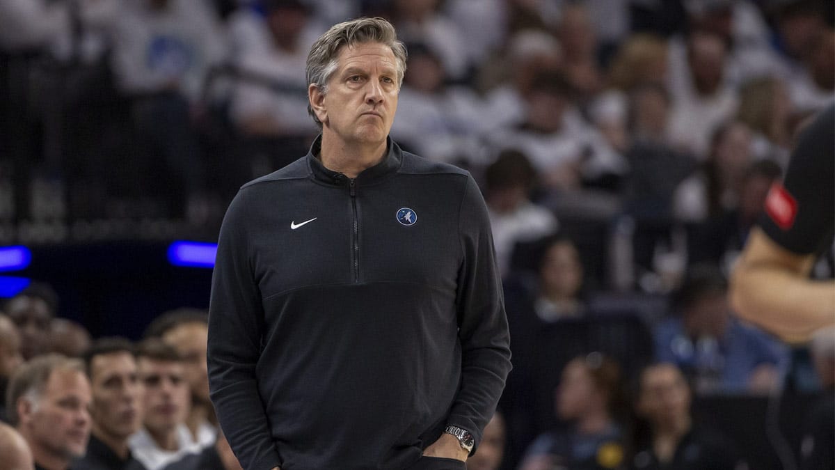 Minnesota Timberwolves head coach Chris Finch looks on against the Phoenix Suns in the second half during game one of the first round for the 2024 NBA playoffs at Target Center.