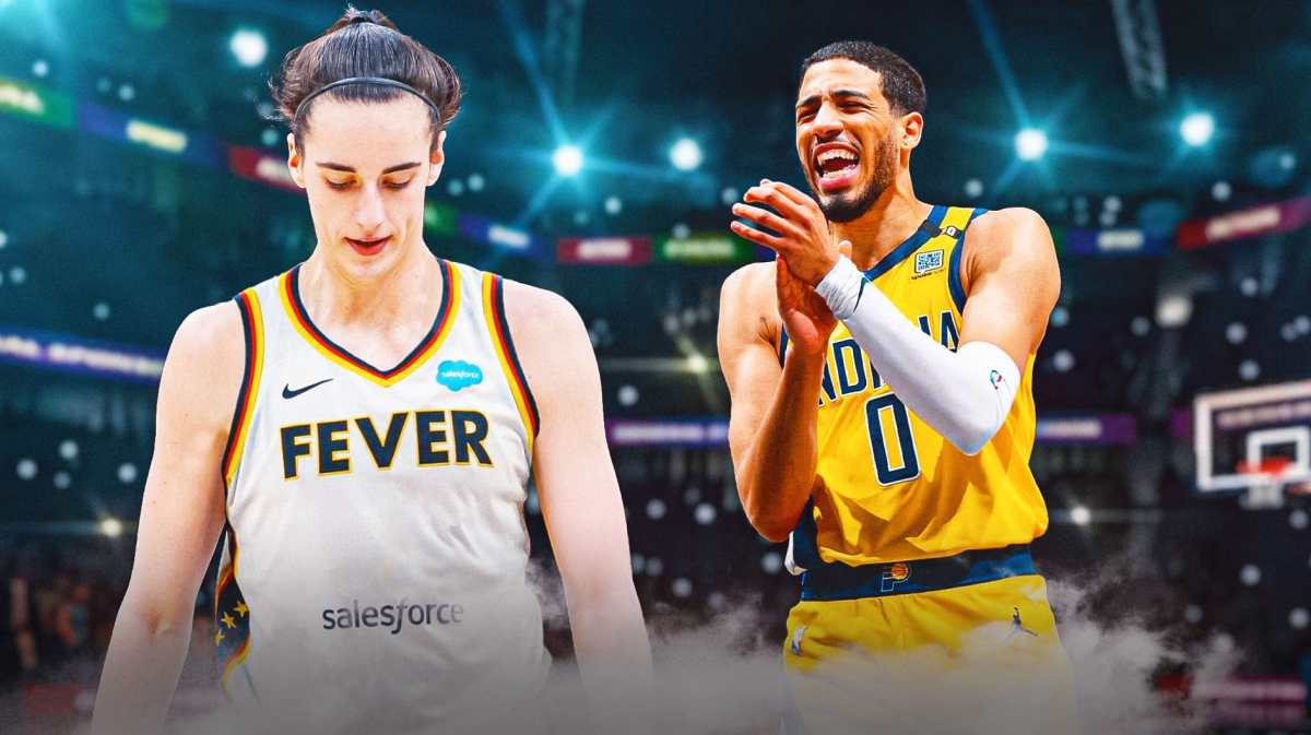Pacers Tyrese Haliburton with Fever Caitlin Clark after WNBA draft