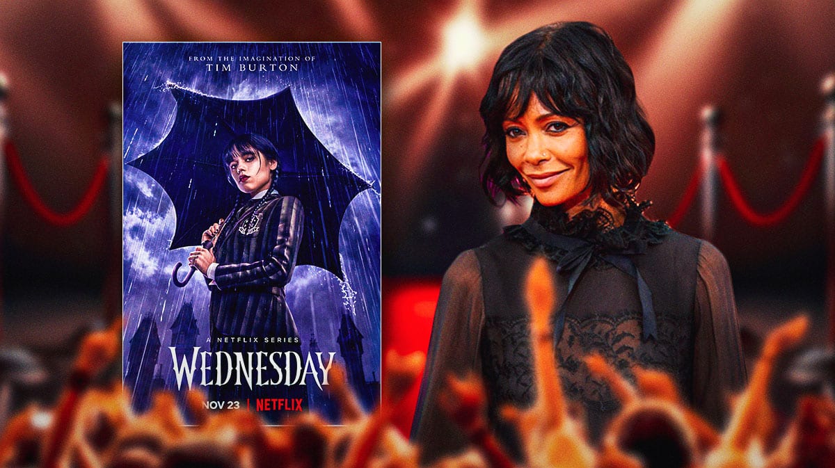 Wednesday poster with actress Thandiwe Newton.