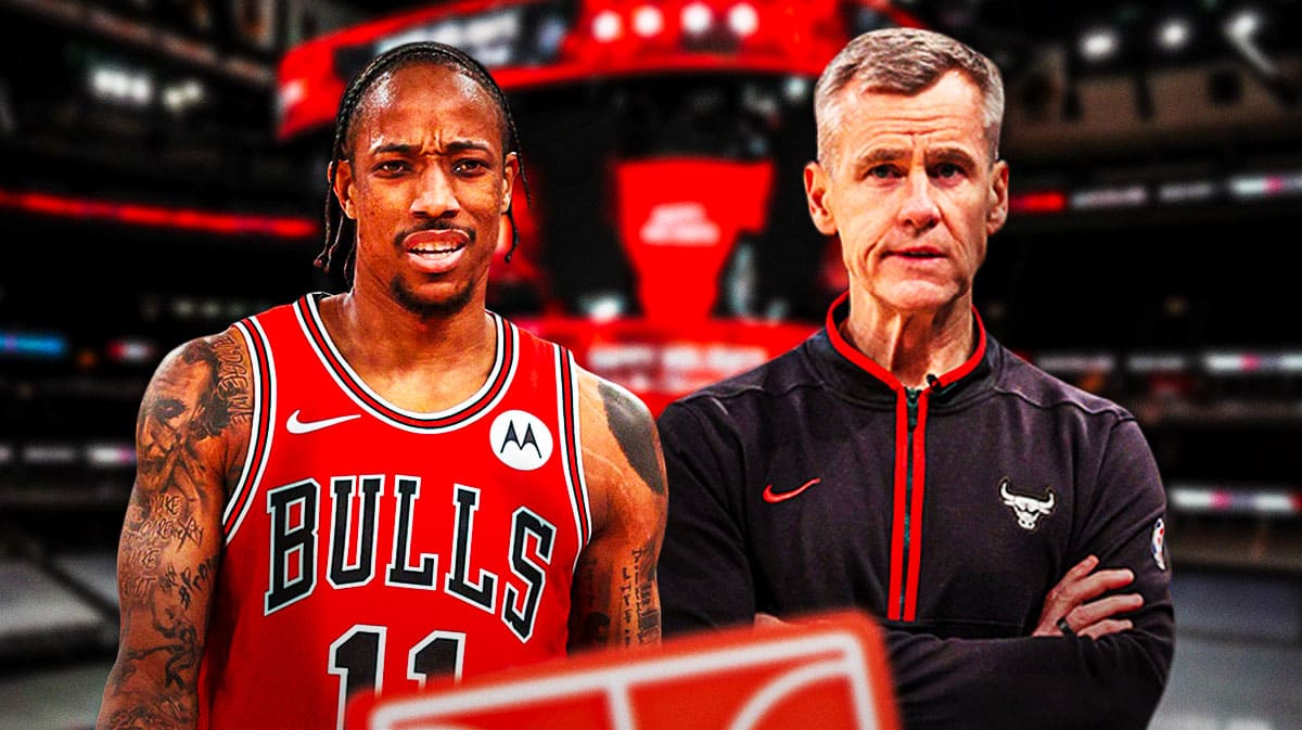 Bulls, Hawks, Bulls Hawks, NBA playoffs, NBA play-in tournament, DeMar DeRozan and Billy Donovan will Bulls arena in the background