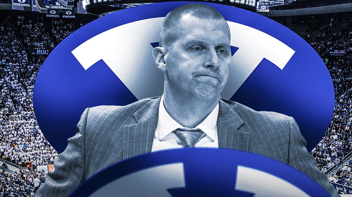 Former BYU head coach Mark Pope in black and white