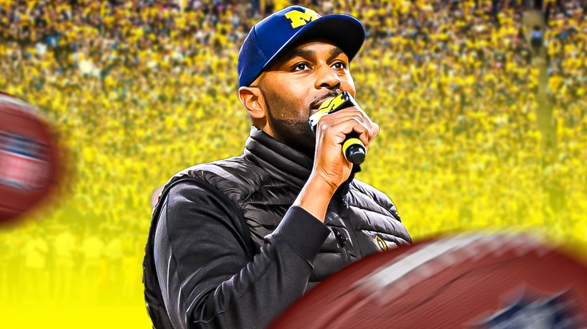 Michigan football, Wolverines, Sherrone Moore, Michigan football transfer portal, transfer portal, Sherrone Moore with Michigan football stadium in the background