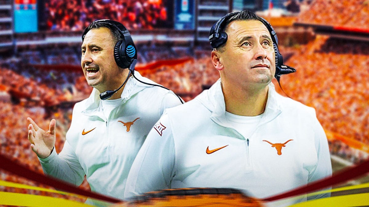 Texas football, Longhorns, Steve Sarkisian, Transfer portal, Texas transfer portal, Steve Sarkisian with Texas football stadium in the background