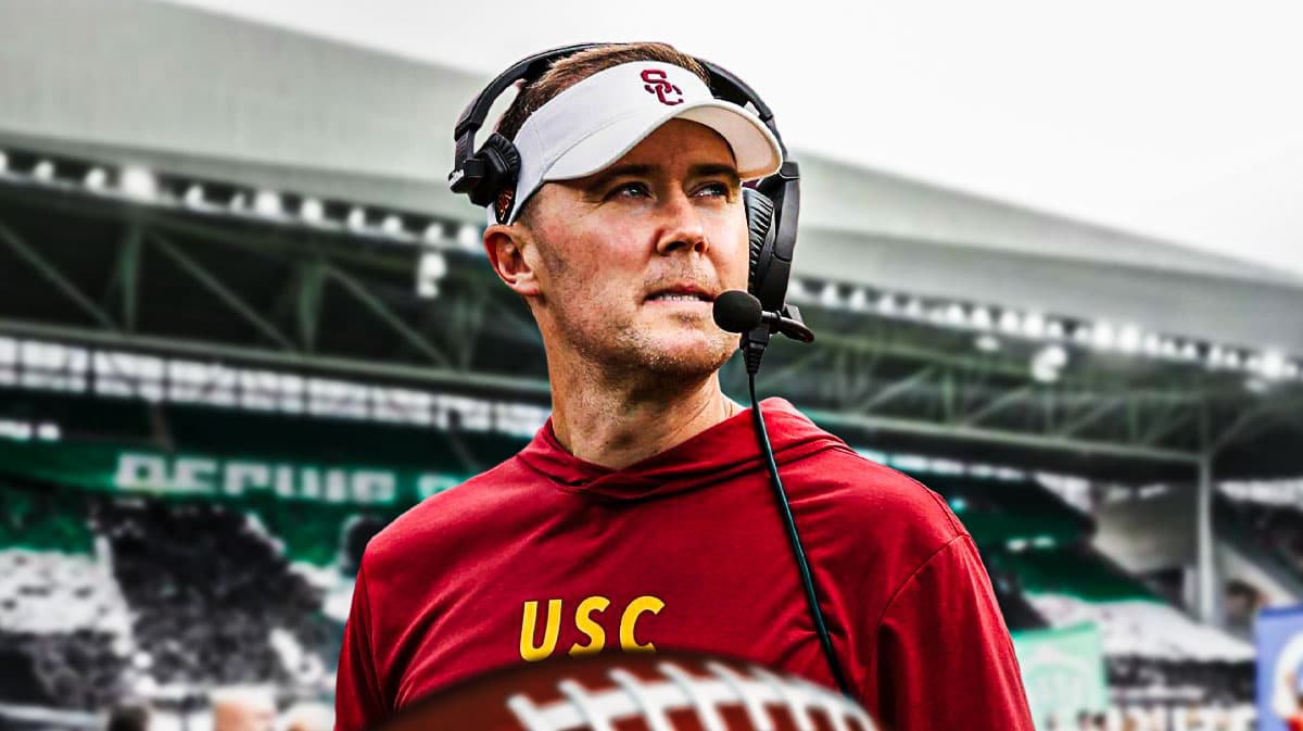 USC football, transfer portal, Trojans, Lincoln Riley, USC football transfer portal, Lincoln Riley with USC football stadium in the background