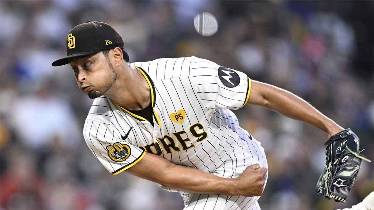 San Diego Padres starting pitcher Yu Darvish (11) throws a pitch against the Chicago Cubs during the second inning at Petco Park.