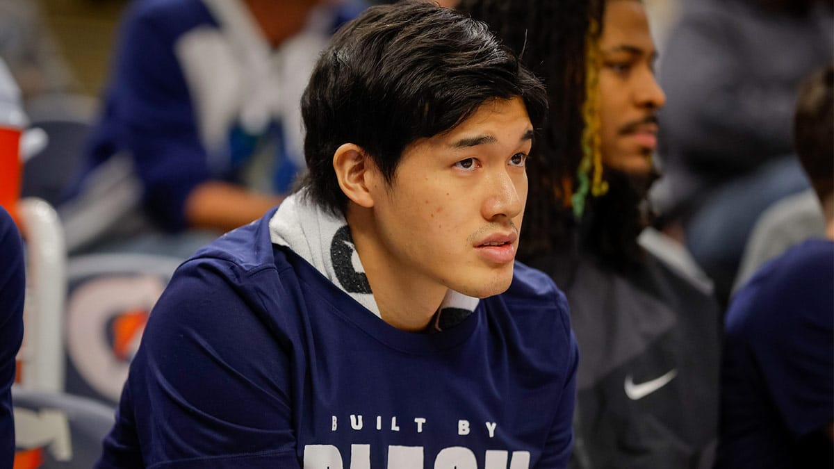 Memphis Grizzlies forward Yuta Watanabe (18) watches as his team plays the Minnesota Timberwolves in the first quarter at Target Center. 