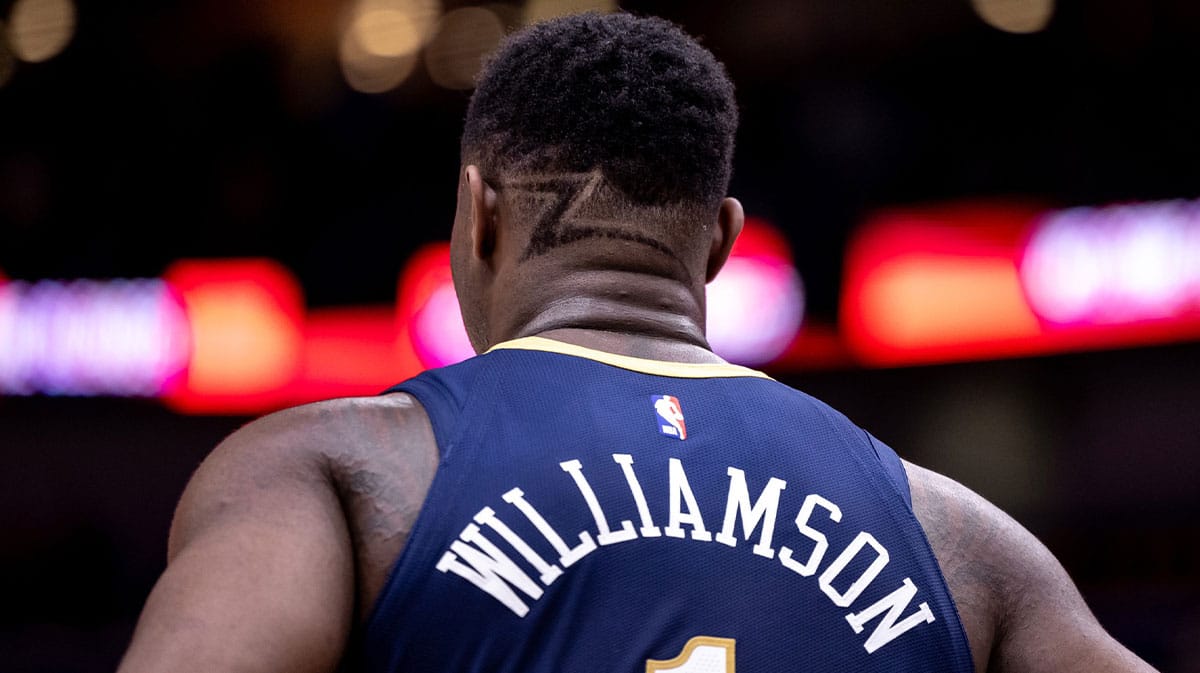 Detailed view of the hair of New Orleans Pelicans forward Zion Williamson (1) against the Orlando Magic during the first half at Smoothie King Center. 