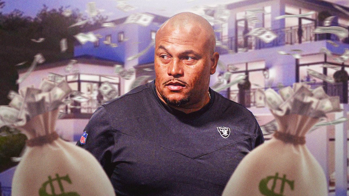 Antonio Pierce surrounded by bags of cash.