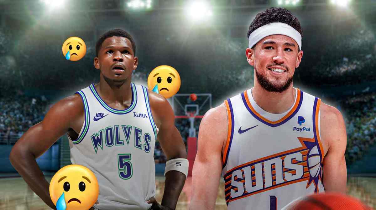 Anthony Edwards with sad emojis and Devin Booker.