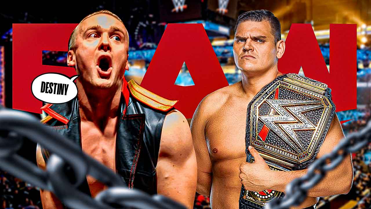 Ilja Dragunov with a text bubble reading "Destiny" next to Gunther with the RAW logo as the background.