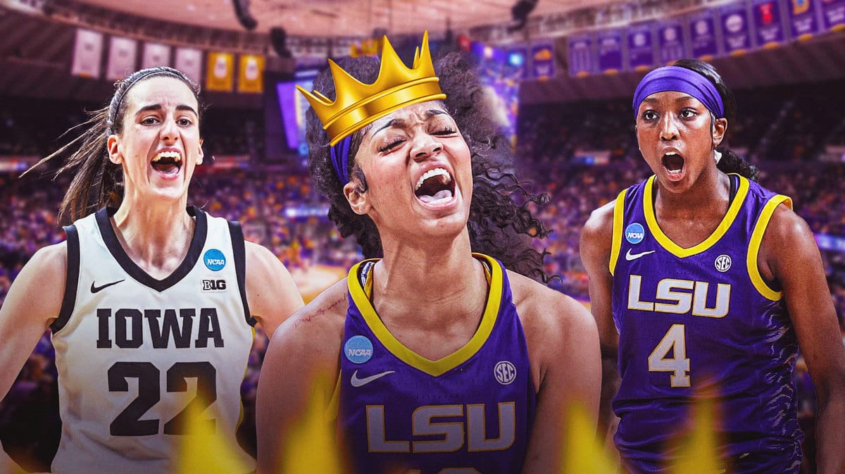 LSU Angel Reese and Iowa Caitlin Clark in March Madness Elite Eight clash