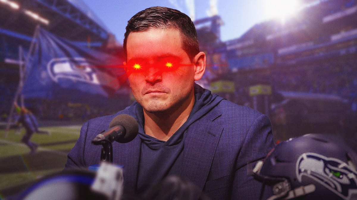 Seahawks head coach Mike Macdonald with woke eyes