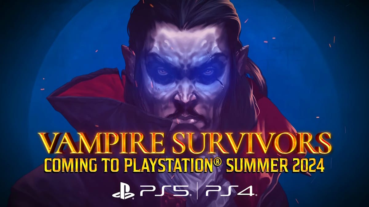 vampire survivors playstation, vampire surivors playstation release, vampire survivors, key art for the vampire survivors playstation release