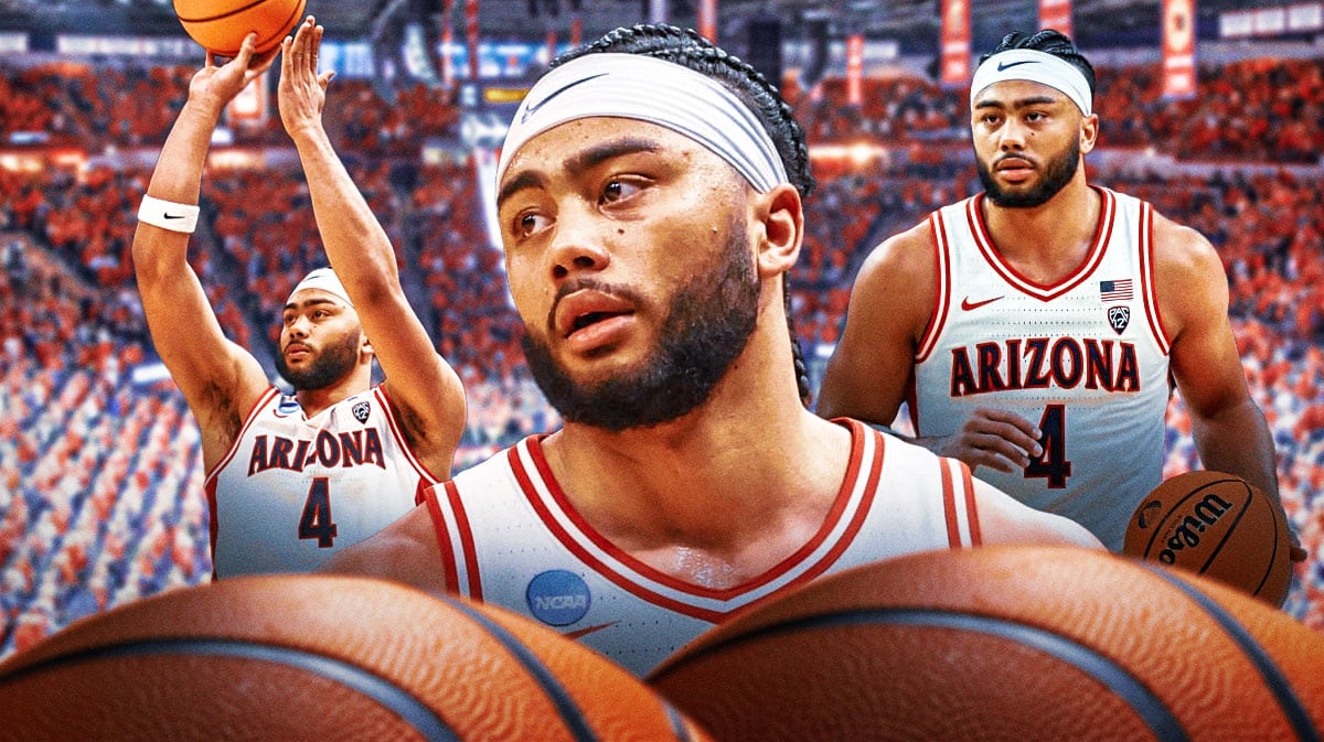 Kylan Boswell of Arizona dribbling and shooting the ball