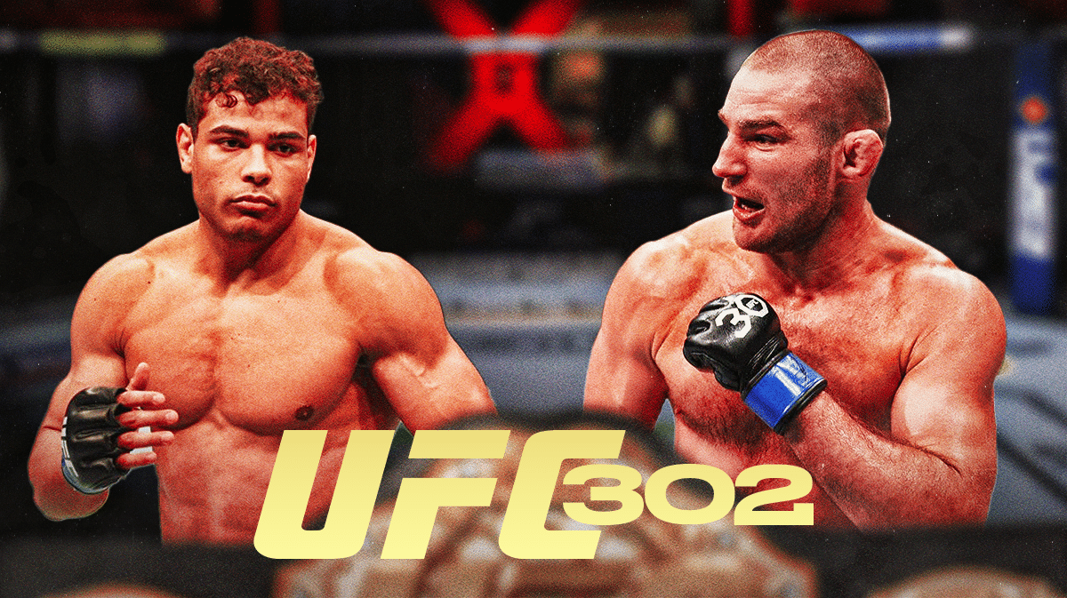 Sean Strickland and Paulo Costa with UFC 302 logo